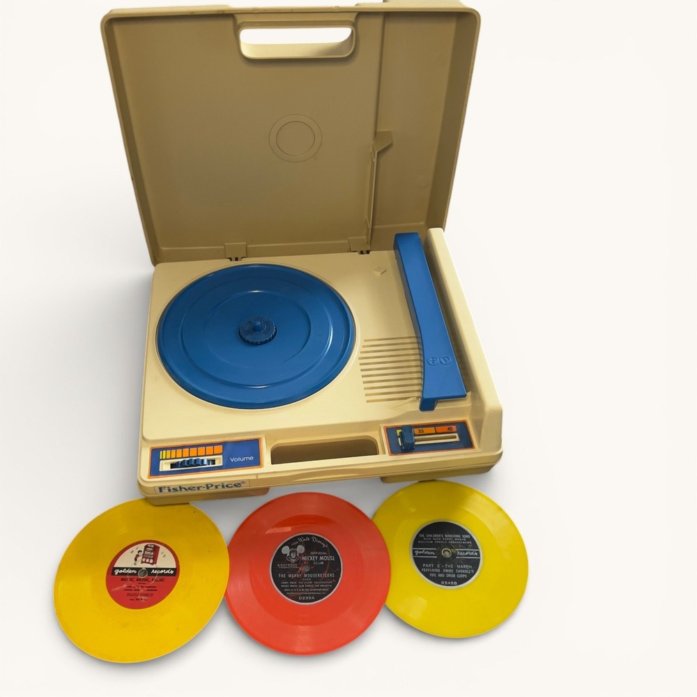 Vintage Fisher Price 825 Record Player 1978 Portable Turntable Powers On